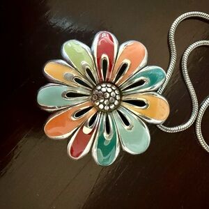 Brighton Silver Multicolor Flower Necklace